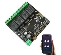 Jane Eyre Module de commutateur de relais WiFi intelligent à 4 canaux Contrôleur autobloquant momentané, télécommande de porte de garage compatible avec Alexa Google Assistant TUYA/Smart Life App