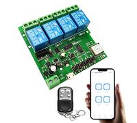 Jane Eyre Module de commutation autobloquant à relais momentané WiFi 4 canaux avec télécommande RF 433 MHz, module de commutation de porte de garage bricolage eWeLink APP Control