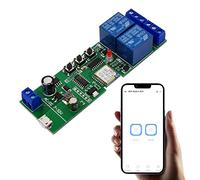 Jane Eyre Module de relais de commutateur intelligent sans fil WiFi 2 canaux pour télécommande eWelink APP Smart Home, momentané, commutateur autobloquant compatible avec Alexa Goolge Assistant