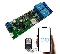 Jane Eyre Module de relais sans fil WiFi Commutateur à distance 2 canaux Relais momentané/autobloquant pour application eWeLink avec télécommande RF 433 MHz compatible avec Alexa et Google Assistant