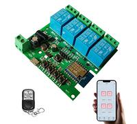 Jane Eyre Module de relais WiFi Commutateur intelligent à 4 canaux Commutateur momentané/autobloquant/interverrouillage, porte de garage bricolage, pour Tuya/Smart Life APP