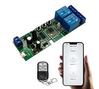 Jane Eyre Tuya Smart Zigbee Relais intelligent 2 canal avec télécommande 433 RF USB 5V DC7-32V Commutateur momentané/verrouillage pour Alexa Google Home (nécessite ZigBee Hub)