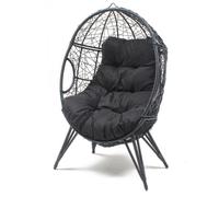 Concept Usine Fauteuil œuf sur pied Jane en résine effet rotin noir