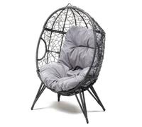 Jane - Fauteuil ¿Uf Sur Pied En Rotin Gris Gris