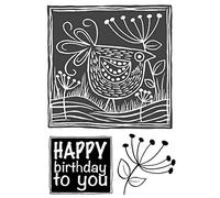 Jane Gill Ensemble de tampons magiques transparents - Coupe lino - Poulet dans l'herbe