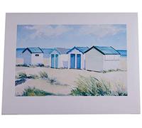 Jane Hewlett (Beach Huts on A Bright Day 60 x 80 cm Toile Imprimée, Affiche Murale