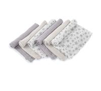 Jané Lot de 6 Langes Bébé 35x35 cm, Coton et Bambou Naturel, Multiusage, Hypoallergéniques, Écologiques, Gris