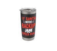 Jane Santa's Backup Nom de Noël personnalisé Jane Gobelet isotherme en acier inoxydable double paroi