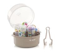 Jané Stérilisateur Micro-ondes 6 Biberons, avec Panier Tétines et Pince, Sans BPA, Gris