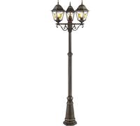 Brilliant Lampadaire extérieur JANEL métal/verre noir doré 3x60W IP44