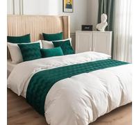 JANEMUA Chemin de lit double, serviette décorative d'extrémité de lit à la mode et polyvalente, coureur de lit,couverture de lit d'auberge-verte||210 x 45 cm (1,5 m Bed)
