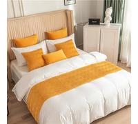 JANEMUA Chemin de lit, drapeau européen simple pour hôtel, serviette décorative tendance et polyvalente, protection de literie, housse de lit d'hôtes d'auberge - Orange||240 x 45 cm (lit de 1,8 m)