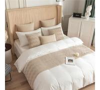 JANEMUA Chemin de lit, drapeau européen simple pour hôtel, serviette décorative tendance et polyvalente, protection de literie, housse de lit d'hôtes d'hôtel-beige, 210 x 45 cm (lit de 1,5 m)