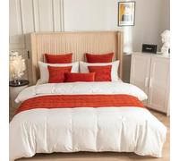 JANEMUA Chemin de lit, drapeau européen simple pour hôtel, serviette décorative tendance et polyvalente, protection de literie, housse de lit d'auberge, couverture de lit - rouge, 180 x 45 cm (lit de
