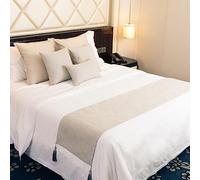 JANEMUA Chemin de lit, écharpes Queen, utilisables des Deux côtés, ne se décolore Pas, Doux pour la Peau, pour la Maison, la Chambre à Coucher, l'hôtel-Beige||Pillowcase 1x30*50cm