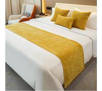 JANEMUA Chemin De Lit en Chenille Et Coussins Assortis, Serviette De Bout De Lit pour Hôtel Et Maison D'hôtes, Couvre-lit Simple Et Moderne, Écharpe De Lit Douce-Yellow||180X50cm for 1.2m Bed