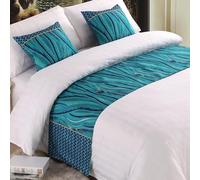 JANEMUA Chemin de lit et écharpes Chemin de lit doux et coussins assortis, motif végétal Écharpe de lit pour le pied du lit Hôtel Literie Décoration de la maison Vert | 1 x taie d'oreiller