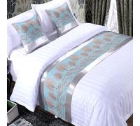 JANEMUA Chemin de lit et écharpes Chemin de lit doux et coussins assortis, Motif végétal Écharpe de lit pour le pied du lit Hôtel Literie Décoration de la maison-Ble2|240 x 50 cm pour lit de 1,8 m