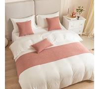 JANEMUA Chemin de lit et écharpes Chemin de lit en velours et coussins assortis, serviette de lit d'hôtel et de maison d'hôtes, couverture de lit en jacquard réversible doux - Rose - 240 x 45 cm pour