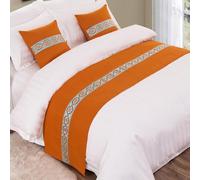 JANEMUA Chemin de lit et écharpes Impression graphique Coureur de lit et coussins assortis, Serviette d'extrémité de lit d'hôtel et d'hôtellerie, couverture de lit intérieure et de petit déjeuner