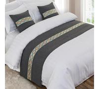 JANEMUA Chemin de lit et écharpes Impression graphique Coureurs de lit et coussins assortis, Serviette d'extrémité de lit d'hôtel et d'hôtellerie, couvre-lit intérieur et lit de petit-déjeuner
