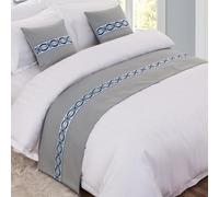 JANEMUA Chemin de lit imprimé graphique et coussins assortis, serviette d'extrémité de lit d'hôtel et de maison d'hôtes, couvre-lit pour lit d'hôtel et de petit déjeuner, écharpe de lit en coton doux