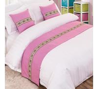 JANEMUA Chemin de lit imprimé graphique et coussins assortis, serviette d'extrémité de lit d'hôtel et de maison d'hôtes, couvre-lit pour lit d'hôtel et de petit déjeuner, écharpe de lit en coton doux