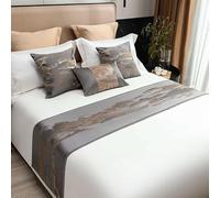 JANEMUA Chemin de lit, moderne, simple et tendance, couvre-lit doux et inaltérable, protection des extrémités de lit et décoration, serviette de lit, couverture pour pieds de lit, gris, 1 taie