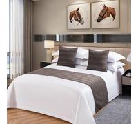 JANEMUA Couleur unie Texture plissée Coureur de lit doux, Écharpe de lit de luxe sans décoloration, Couvre-lits modernes de haute qualité pour la décoration de la maison et de l'hôtel Kaki|50 x 260 cm