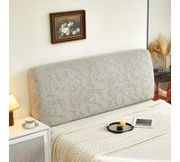 JANEMUA Housse de tête de lit Extensible et Facile à Utiliser, Housse de tête de lit en Tissu Jacquard uni, Housse de Dossier pour lit Double, Queen et King Size- Light Grey||220cm