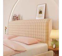JANEMUA Housse de tête de lit Extensible, Petite Housse de Protection carrée en Jacquard Anti-poussière pour Chambre à Coucher, Queen Size et King Size- Khaki||120cm