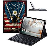 JANENFNA Étui avec clavier pour Galaxy Tab A7 Lite 8,7" 2021 - Étui fin amovible avec clavier Bluetooth sans fil pour tablette Samsung Galaxy Tab A7 Lite SM-T220/T225/T227 - Aigle avec épées