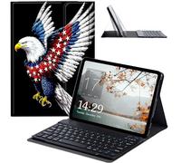 JANENFNA Étui avec clavier pour Galaxy Tab S6 Lite 2022/2020 - Étui fin amovible avec clavier Bluetooth sans fil pour tablette Samsung Tab S6 Lite SM-P610/P613/P615/P619 - Star - Aigle ailé