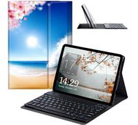 JANENFNA Étui pour tablette avec clavier pour iPad Air 10,9", iPad Air 5e/4e génération 2022/2020, étui fin amovible avec clavier Bluetooth, sans fil - Pour iPad Pro 11" - Motif vague de plage en