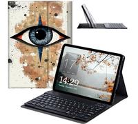 JANENFNA Étui pour tablette avec clavier pour iPad Air 10,9", iPad Air 5e/4e génération 2022/2020, étui fin amovible avec clavier Bluetooth sans fil pour iPad Pro 11" - Œil mystérieux