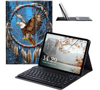 JANENFNA Étui pour tablette avec clavier pour iPad Air 10,9", iPad Air 5e/4e génération 2022/2020, étui fin amovible avec clavier Bluetooth sans fil pour iPad Pro 11" - Attrape-rêves aigle