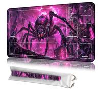 JANENFNA Tapis de jeu pour MTG 61 x 35,6 cm avec zones Dark Spider Fantasy | Base en caoutchouc antidérapant de 2 mm avec bords cousus, surface lavable en machine et sac de rangement pour jeux Magic The