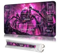 JANENFNA Tapis de jeu pour MTG 61 x 35,6 cm avec zones Dark Spider Fantasy | Base en caoutchouc antidérapant de 2 mm avec bords cousus, surface lavable en machine et sac de rangement pour jeux Magic The