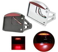 Support de moto de montage latéral de feu arrière de plaque de modification LED pour Harley Sportster Dyna Softail (Chrome)