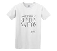 Janet Jackson Popular Logo Men's T-Shirt Unisex White Cotton Hip Hop Print Tee Shirts M