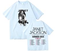Janet Jackson Reunions pour Une réunion rétro d'été T-Shirt à Manches Courtes et col Rond Unisexe, Marchandise, Harajuku, Cadeaux pour Fans-Black||XS