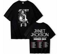 Janet Jackson Reunions pour Une réunion rétro d'été T-Shirt à Manches Courtes et col Rond Unisexe, Marchandise, Harajuku, Cadeaux pour Fans-Black||XS