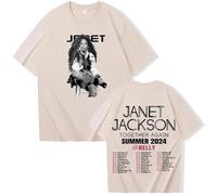 Janet Jackson Reunions pour Une réunion rétro d'été T-Shirt à Manches Courtes et col Rond Unisexe, Marchandise, Harajuku, Cadeaux pour Fans-Black||XS