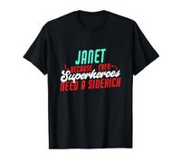 Janet, Parce Que Les Super-héros Ont Besoin d'un Acolyte, nom drôle de Janet T-Shirt Graphique avec Valeur, Homme, Noir, XL
