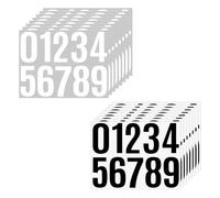 Janety 16 feuilles Lettre Autocollantes, résistant aux intempéries, autocollant numérique noir et blanc de 8 cm, réfléchissant autocollant numéro d'Adresse de maison