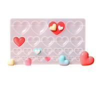 Janety Moule en silicone en forme de cœur - 25 cavités - 4 tailles - Moule en silicone en forme de cœur - Résine époxy - Pour bijoux, pendentifs, savon fait à la main