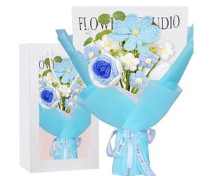Janeuinque Bouquet Fleur Artificielle Cadeau Femme | Tricotées Artificielles Fleur | Cadeaux Original | Femme Maman Grand Mere | Anniversaire Noel