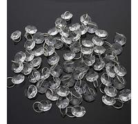 JaneYi 100 Pièces 14mm Perles de Verre Cristal Octogonales et 11 mm Bagues en Acier Inoxydable - avec 6 Mini-Crochets - pour Bricolage Rideaux en Perles Lustre Fenêtre Arbre Mariage Fête Hôtel Décor