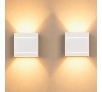 JaneYi 2 Pièces Appliques Murales Intérieures LED Aluminium Blanc 7W 3000K | JaneYi Luminaire Mural Intérieur Moderne Blanc Chaud Éclairage Haut et Bas pour Chambre Salon Couloir Escalier