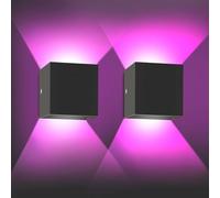 JaneYi 2 Pièces Appliques Murales LED RGB Intérieur 6W Applique Couleur Éclairage Indirect avec Télécommande Lampe Murale en Alliage d’Aluminium à Fixation par Vis pour Salon Chambre Gaming - Noir